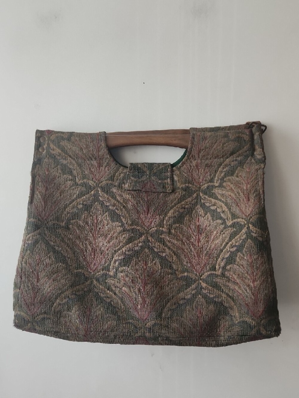 Tapestry Pattern Messenger Bag with Green Interior - Picture 13 of 15